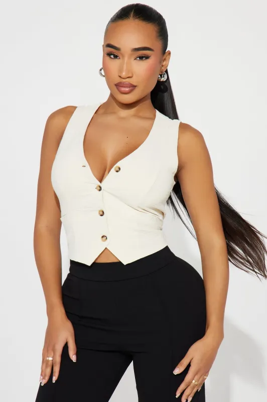 Set The Tone Vest Top - Beige sold by Fashion Nova