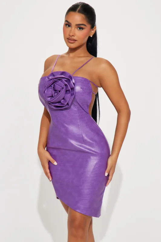 Fleur Faux Leather Mini Dress - Purple sold by Fashion Nova