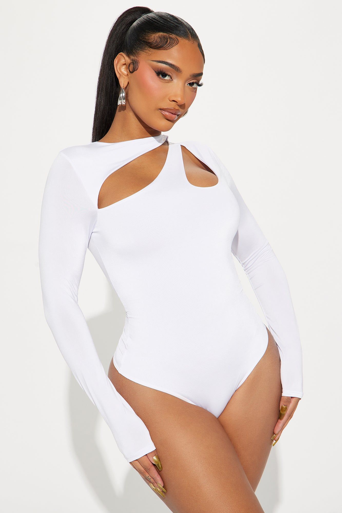 Keilani Cut Out Bodysuit - White sold by Fashion Nova