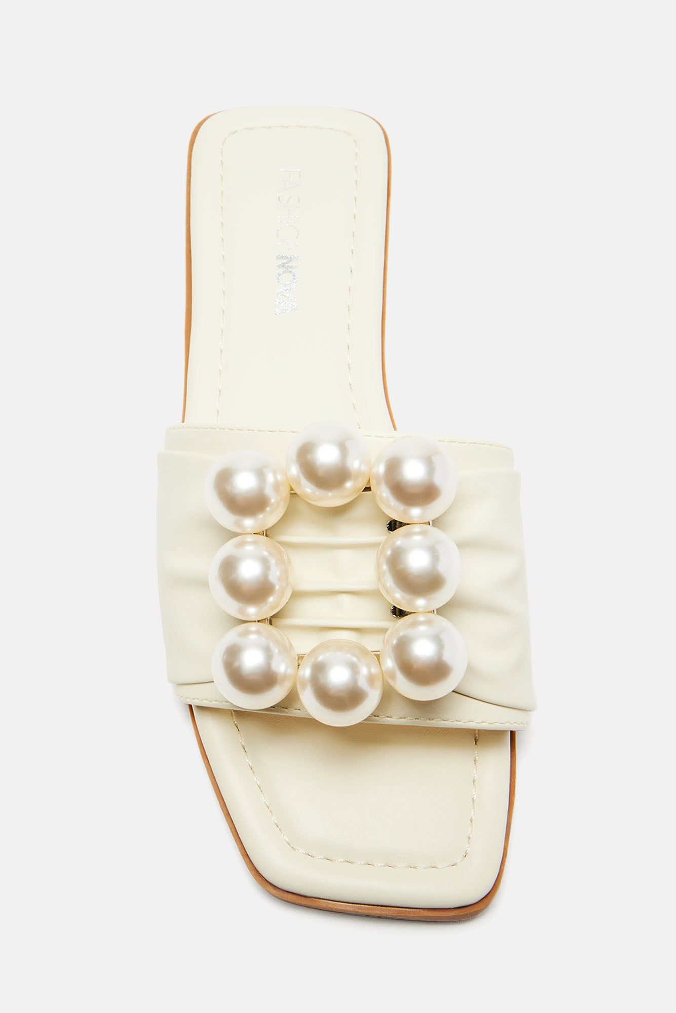 Pretty Pearls Flat Sandals - White sold by Fashion Nova
