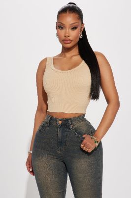Celeste Ribbed Seamless Tank - Sand sold by Fashion Nova