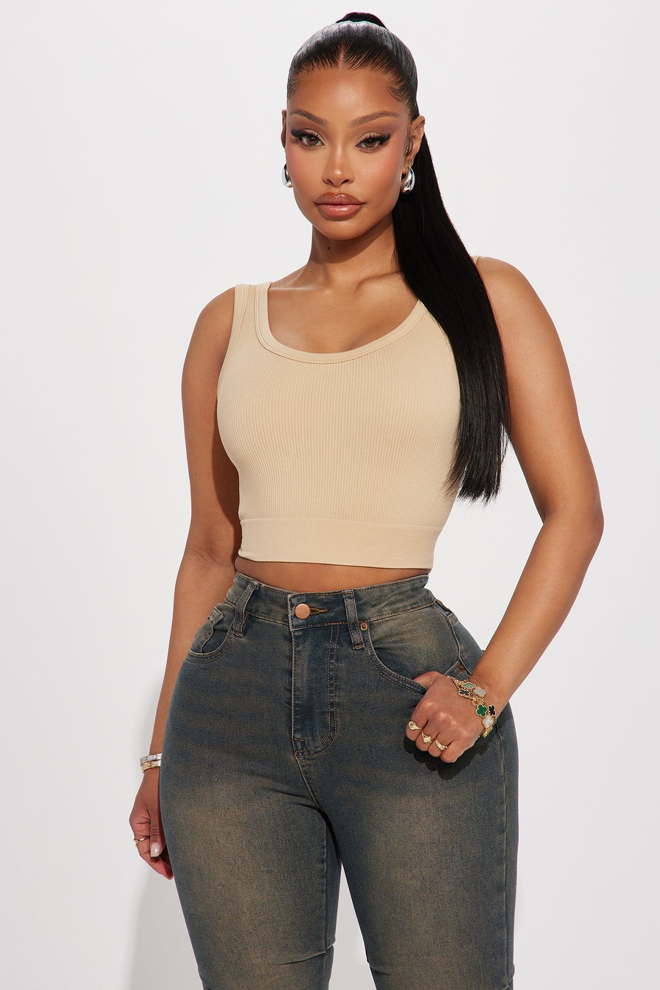 Celeste Ribbed Seamless Tank - Sand sold by Fashion Nova