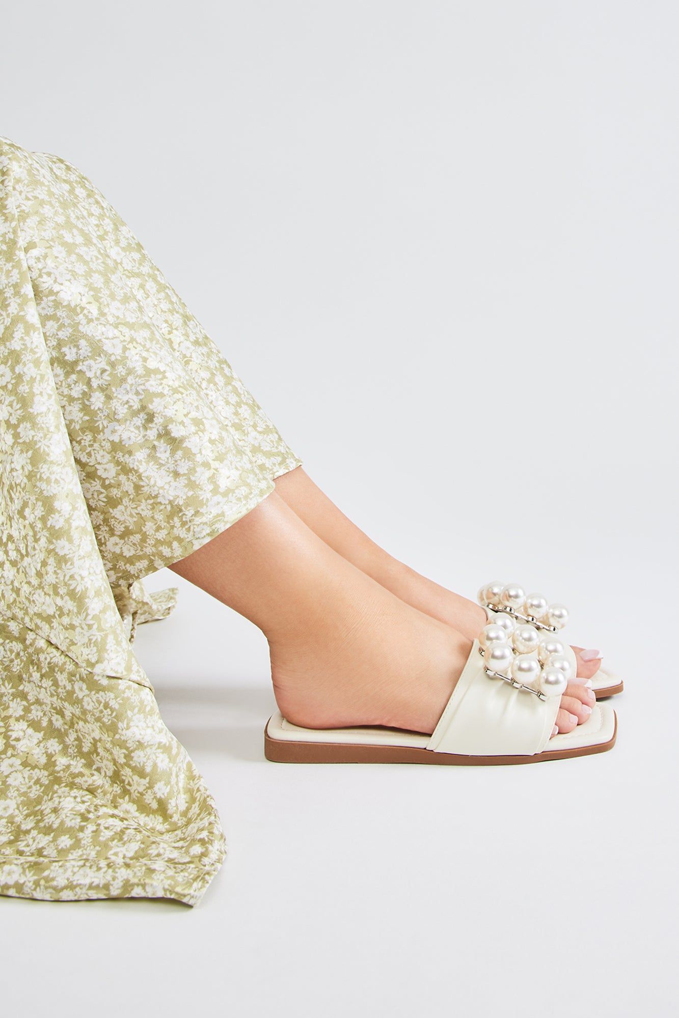 Pretty Pearls Flat Sandals - White sold by Fashion Nova product image thumbnail 4