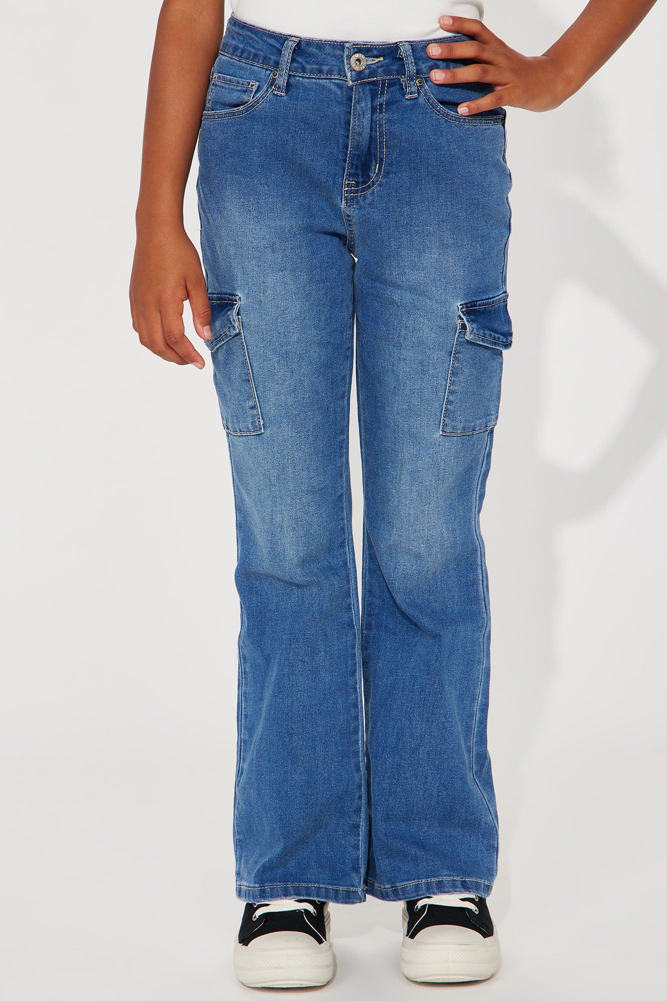 Mini Stare Away Flare Denim Cargo - Dark Wash sold by Fashion Nova product image thumbnail 2