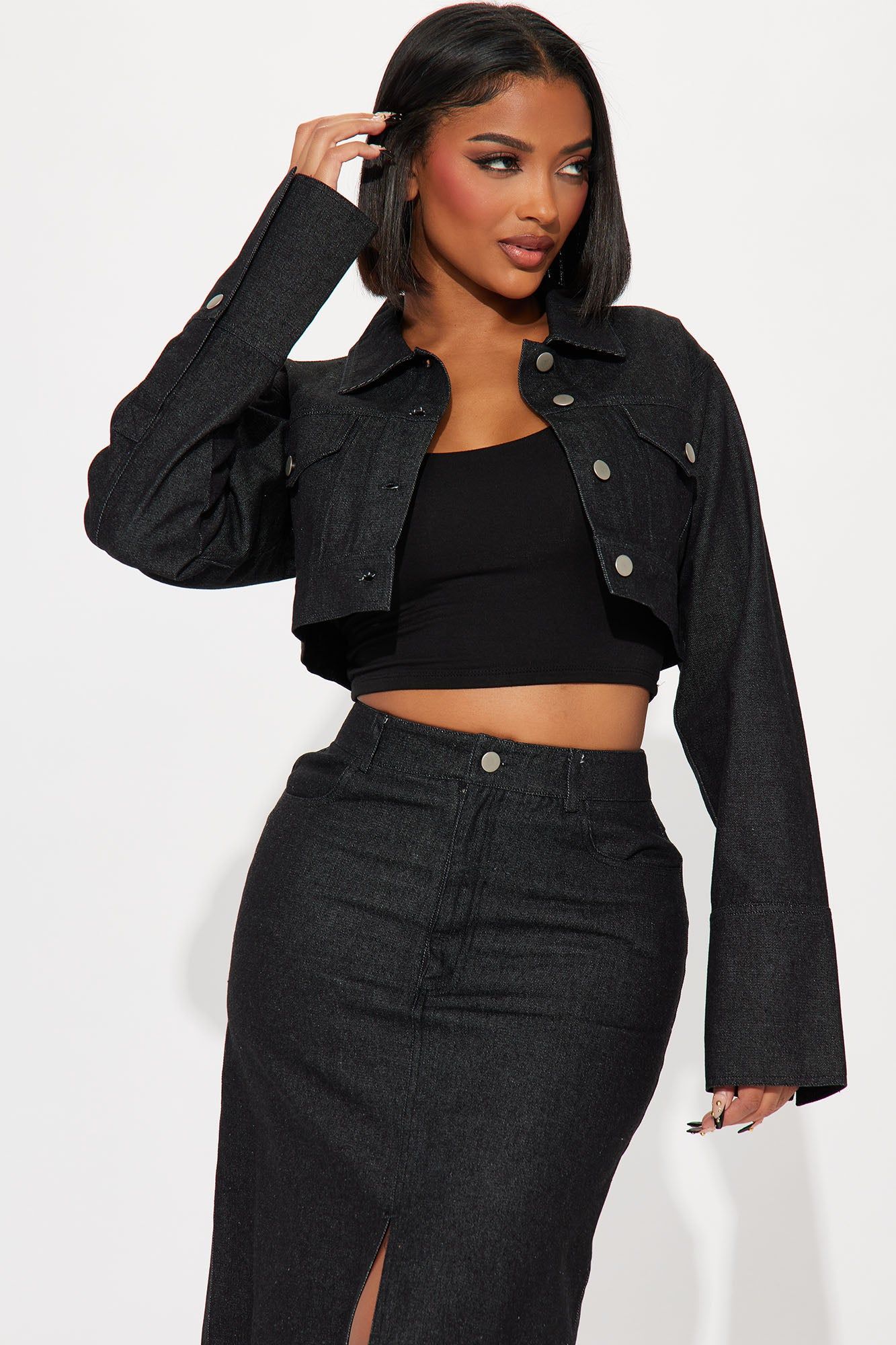 Simply Yours Denim Skirt Set - Black sold by Fashion Nova product image thumbnail 2