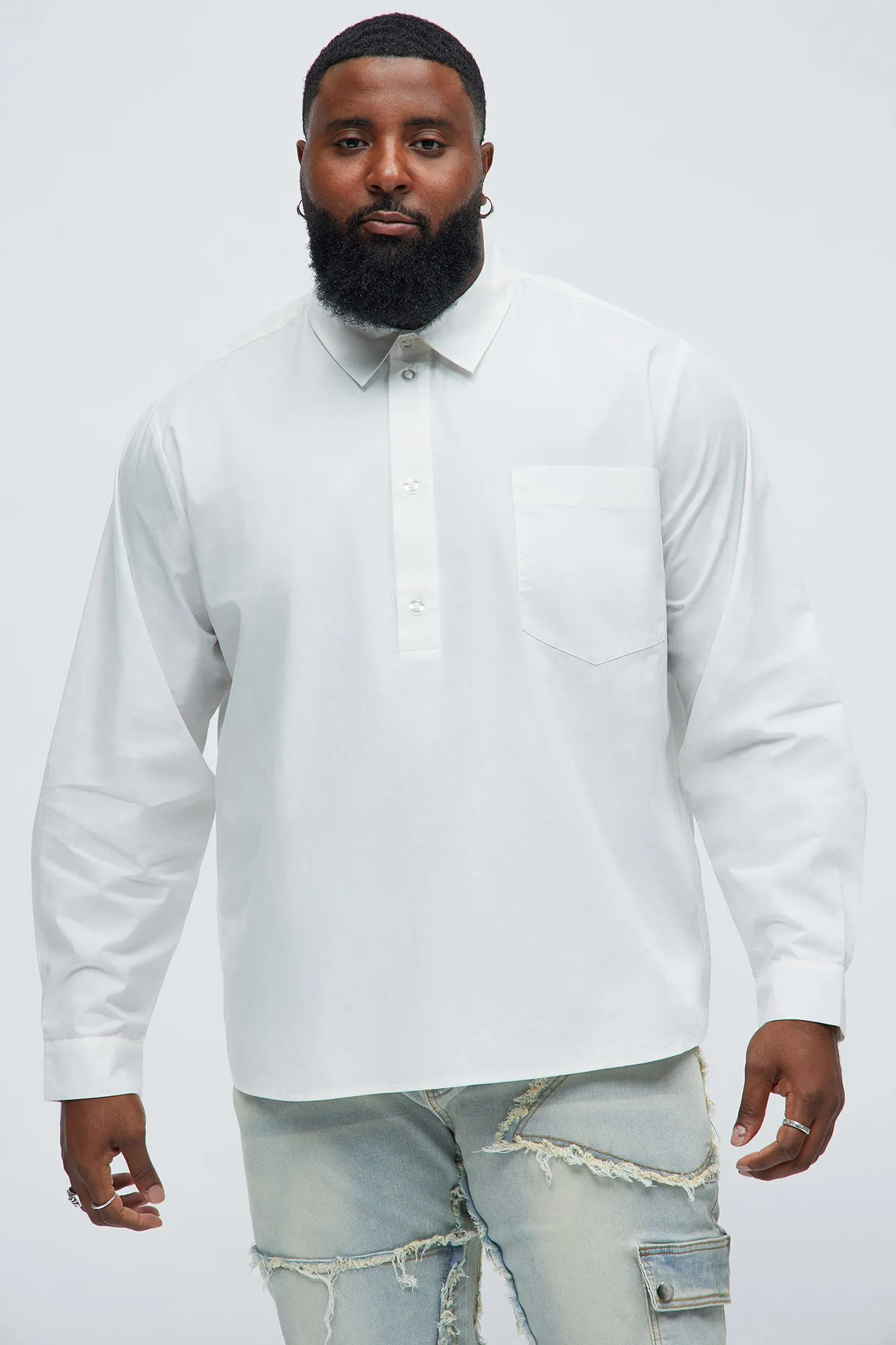 Quick Popover Shirt - White sold by Fashion Nova product image thumbnail 5