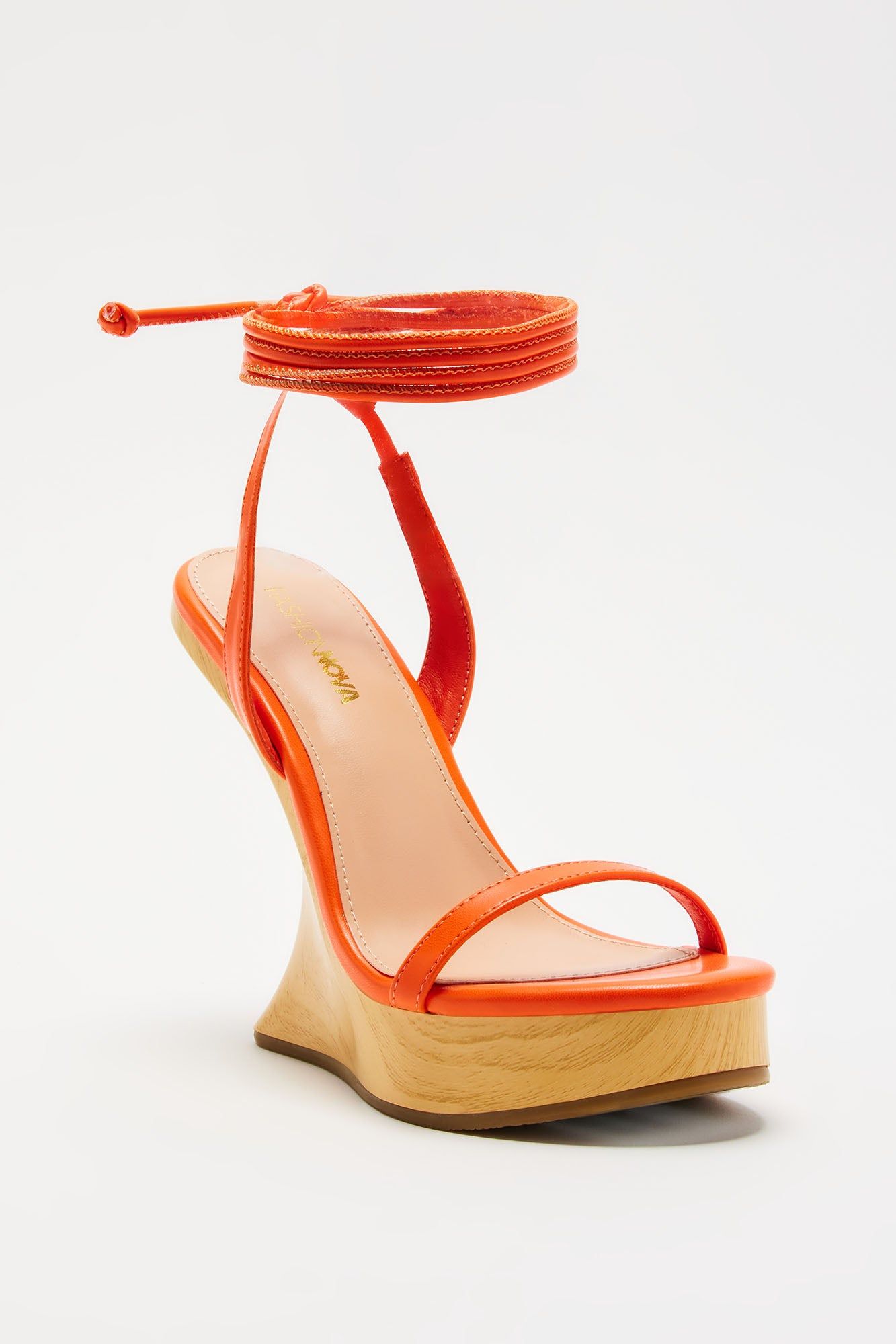 Arosa Wrap Up Wedges - Orange sold by Fashion Nova product image thumbnail 2