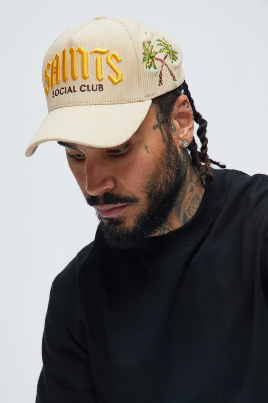Saints Social Club Corduroy Snapback Hat - Off White sold by Fashion Nova