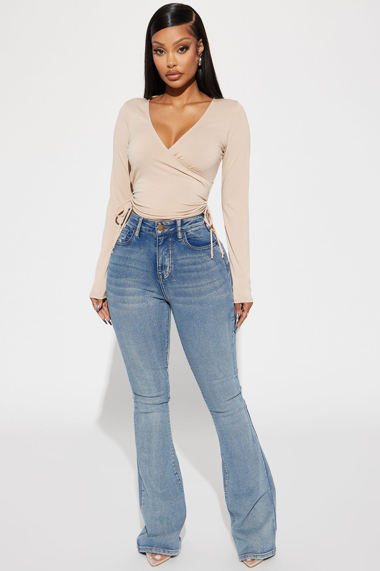 Shyann Surplice Top - Sand sold by Fashion Nova product image thumbnail 2