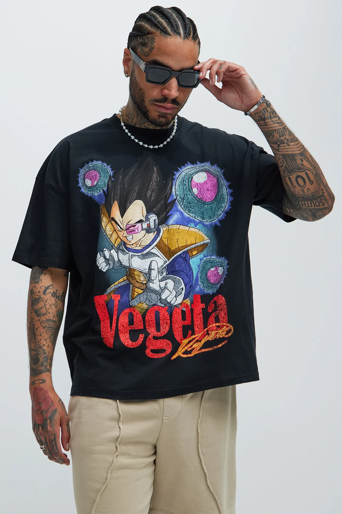 Dragon Ball Z Vegeta's Arrival Oversize Short Sleeve Tee - Black sold by Fashion Nova