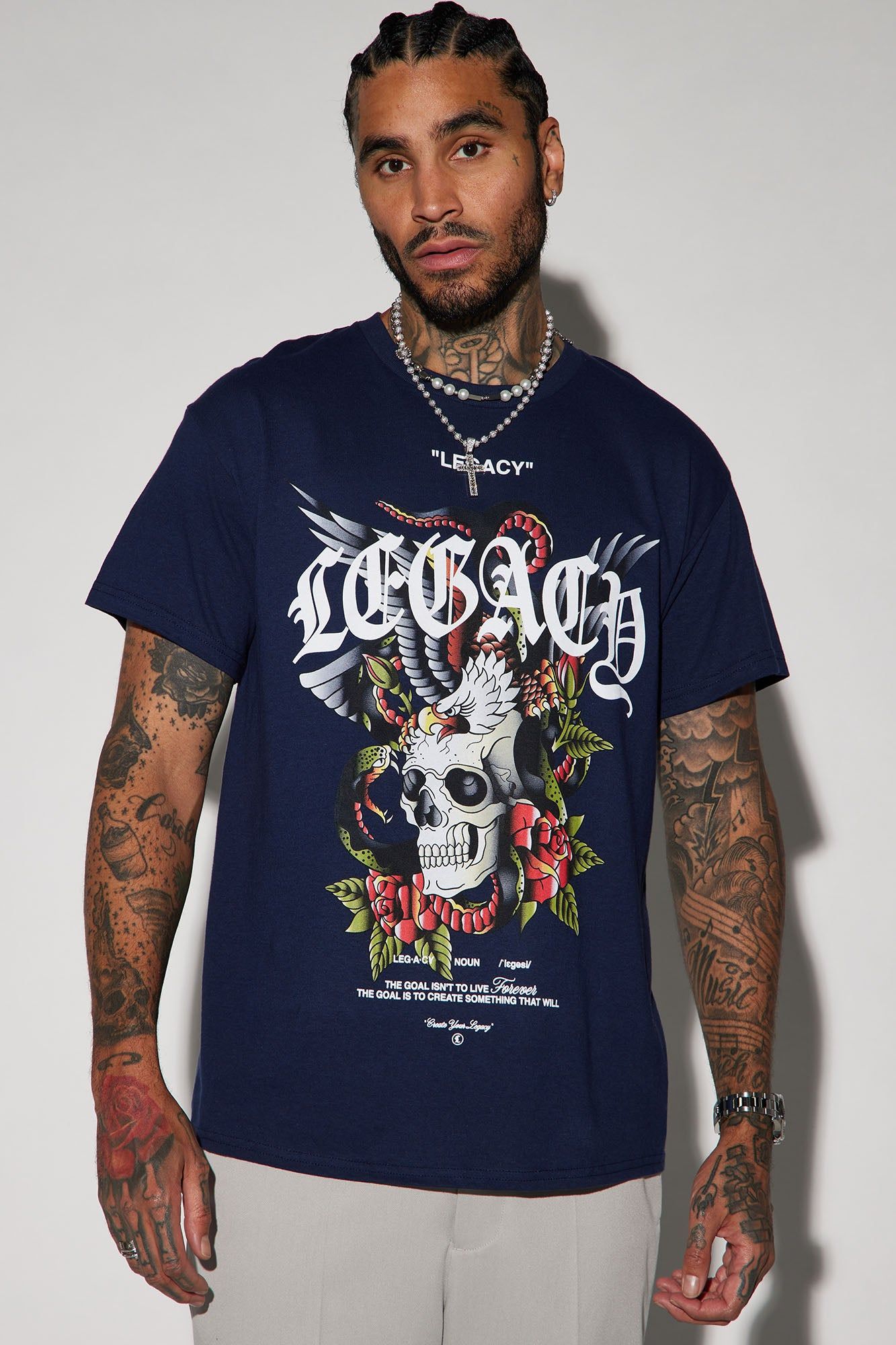 Legacy Short Sleeve Tee - Navy sold by Fashion Nova