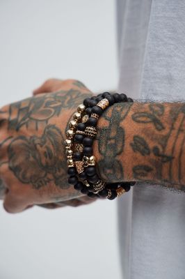 Huntley Bracelet Set - Black/Gold sold by Fashion Nova