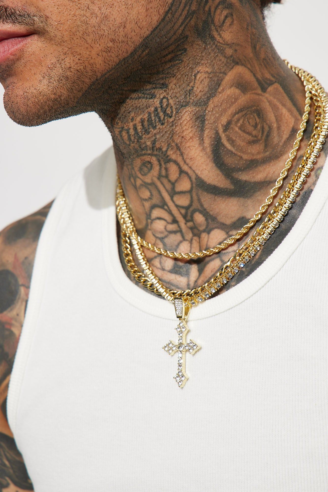 Cross On Me 3 Piece Chain Necklace - Gold sold by Fashion Nova