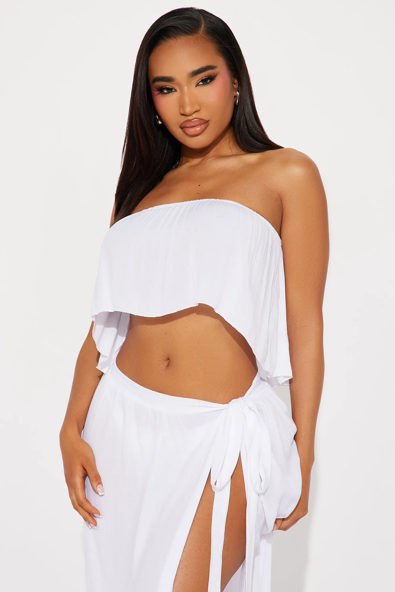 Island Sun Crinkle Gauze Cover Up Skirt Set - White sold by Fashion Nova product image thumbnail 2