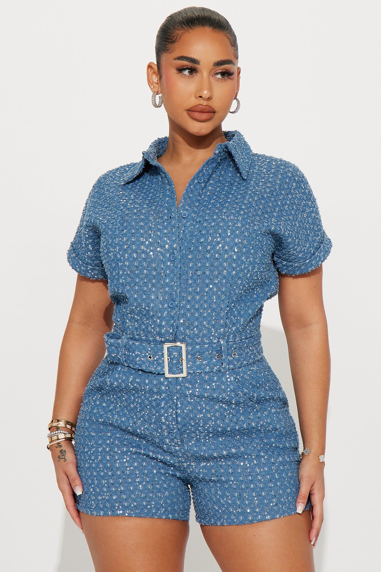 Doing The Most Denim Romper - Light Wash sold by Fashion Nova product image thumbnail 2