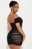 Rheya Rhinestone Mesh Mini Dress - Black sold by Fashion Nova