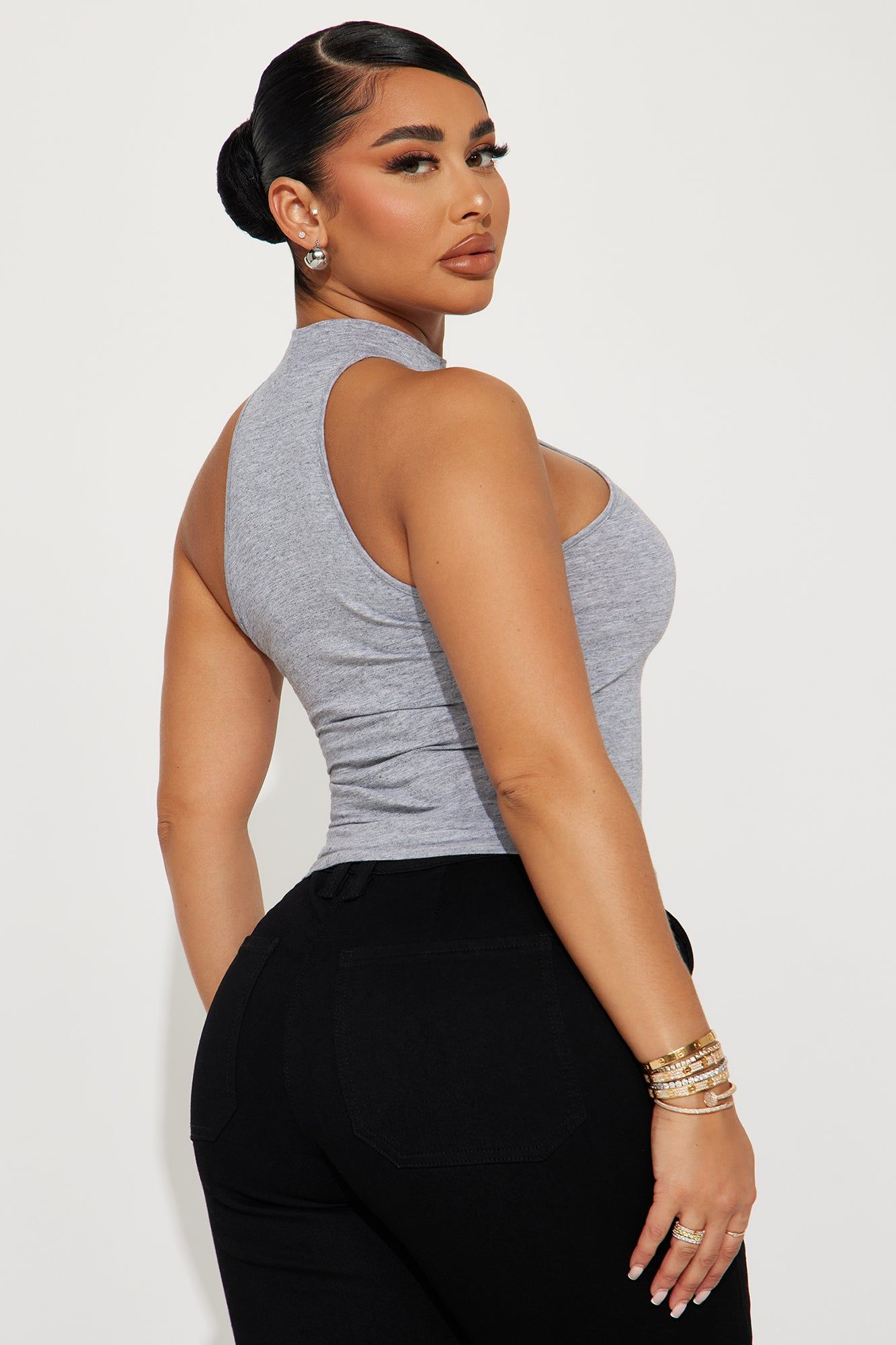 Myra Mock Neck Tank Top - Heather Grey sold by Fashion Nova product image thumbnail 3