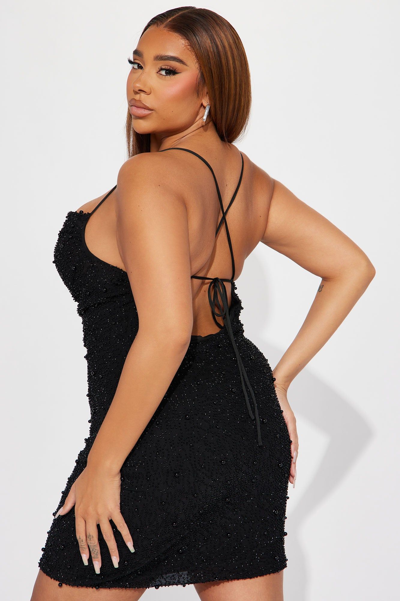 Pearlie Girl Embellished Mini Dress - Black sold by Fashion Nova product image thumbnail 7