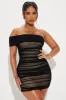 Rheya Rhinestone Mesh Mini Dress - Black sold by Fashion Nova