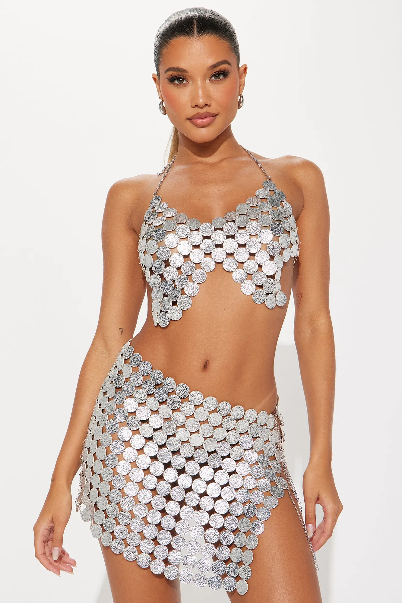 Dazzling Babe Skirt Set - Silver sold by Fashion Nova