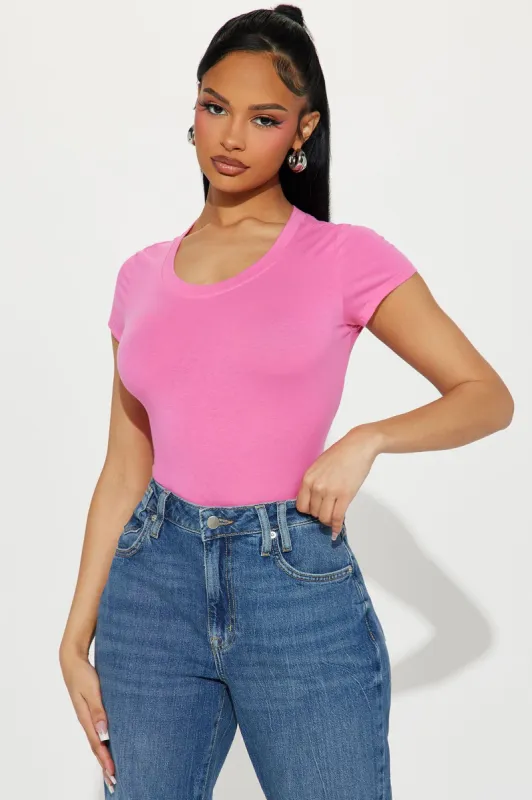 Alyssa Crew Neck Top - Pink sold by Fashion Nova