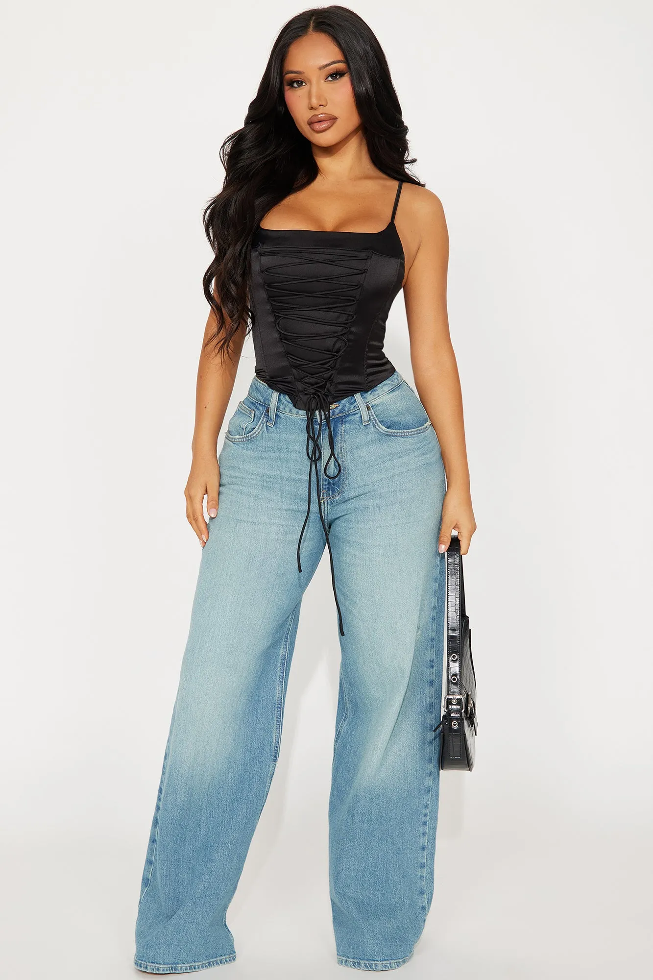 Margot Satin Corset Top - Black sold by Fashion Nova product image thumbnail 2