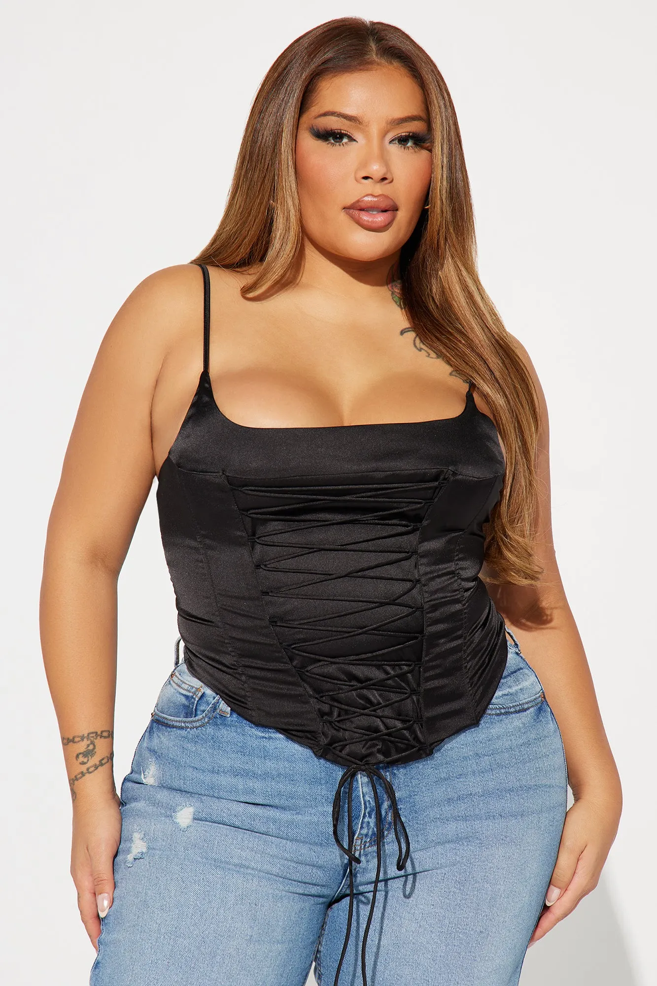 Margot Satin Corset Top - Black sold by Fashion Nova product image thumbnail 4