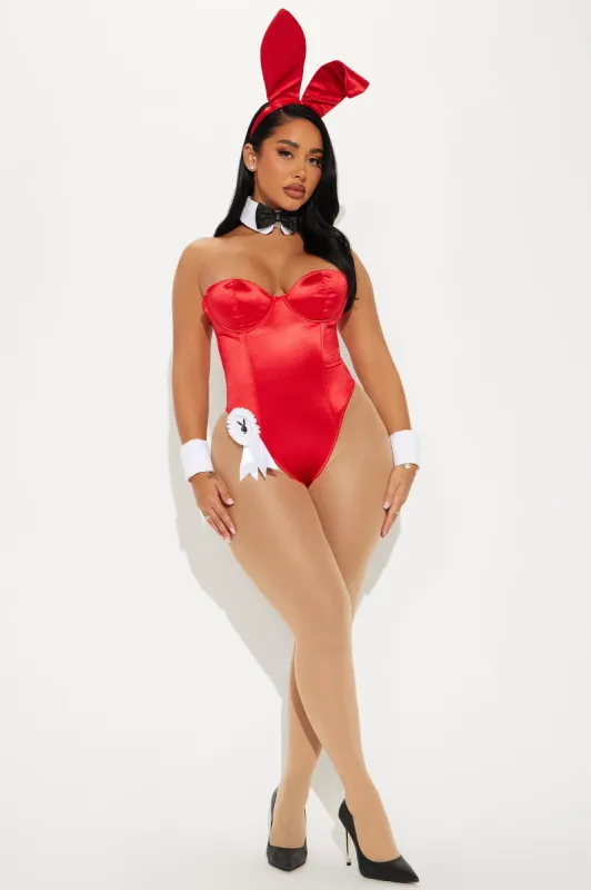 Playboy Classic Bunny Lace Up 8 Piece Costume Set - Red sold by Fashion Nova