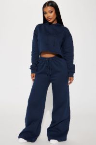 Chill Vibes Fleece Pant Set - Navy sold by Fashion Nova