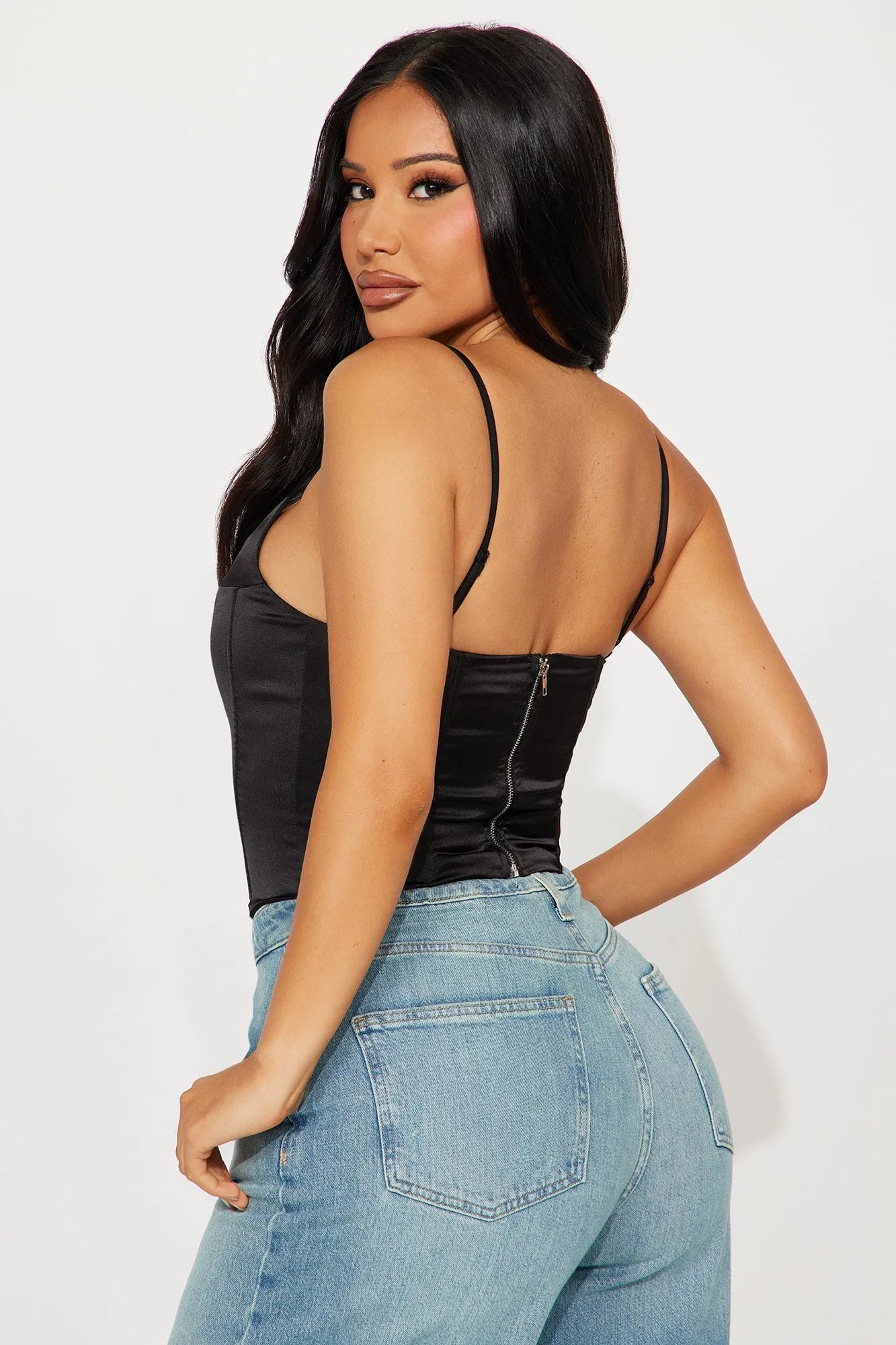 Margot Satin Corset Top - Black sold by Fashion Nova product image thumbnail 3
