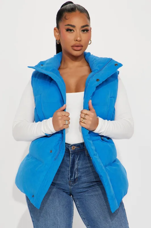 Krystal Puffer Vest - Blue sold by Fashion Nova