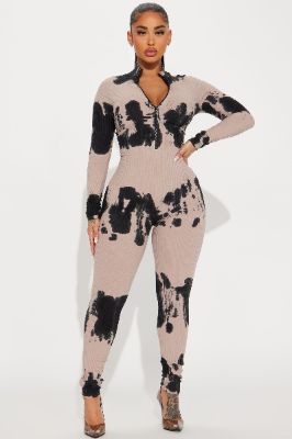 Talia Tie Dye Jumpsuit - Black/combo sold by Fashion Nova