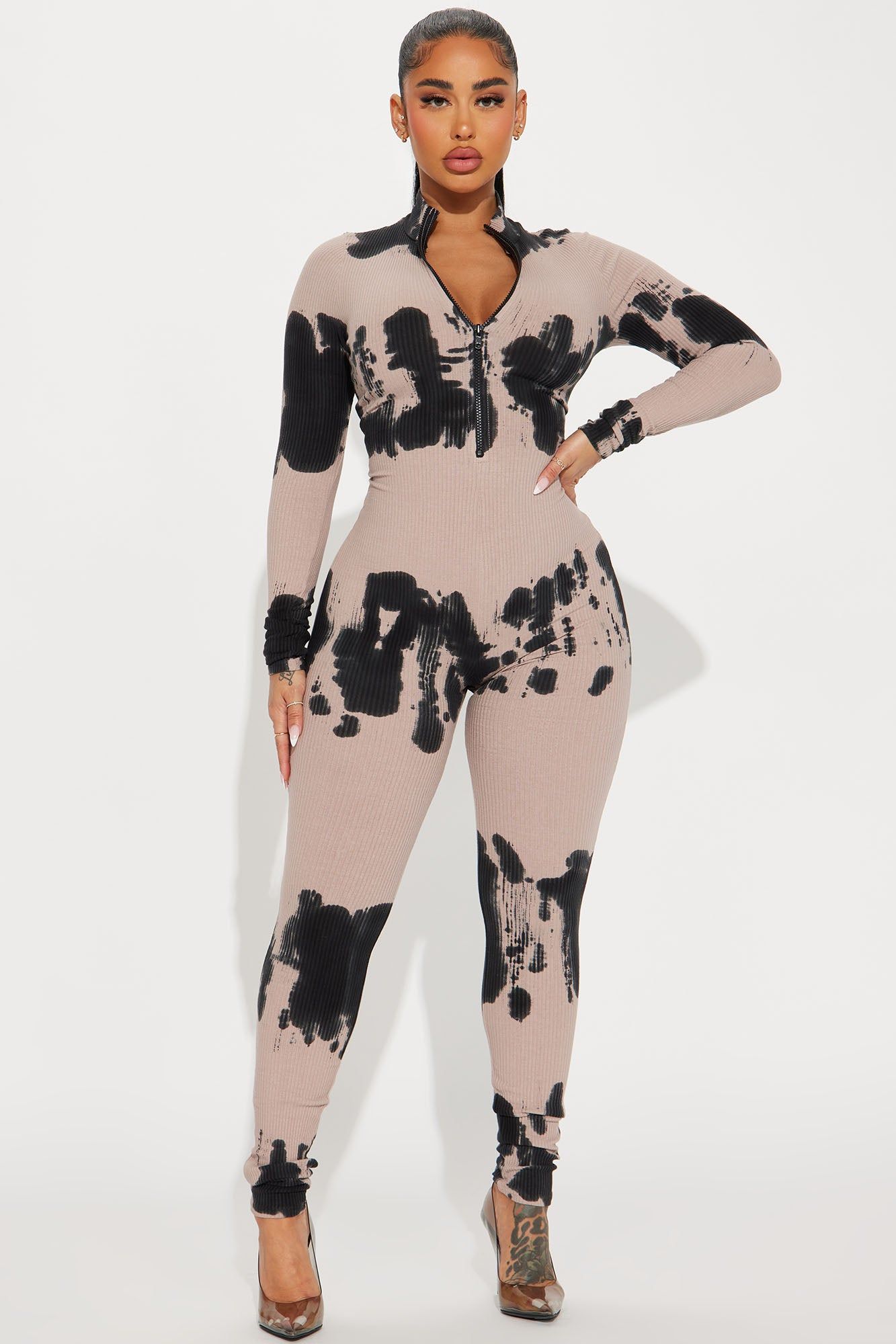 Talia Tie Dye Jumpsuit - Black/combo sold by Fashion Nova