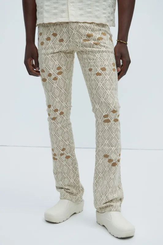 No Trace Just Lace Stacked Skinny Flare Pants - Brown/combo sold by Fashion Nova