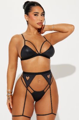 Body Language Wet Look 3 Piece Set - Black sold by Fashion Nova