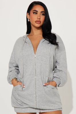 Cozy and Street Mini Dress - Heather Grey sold by Fashion Nova