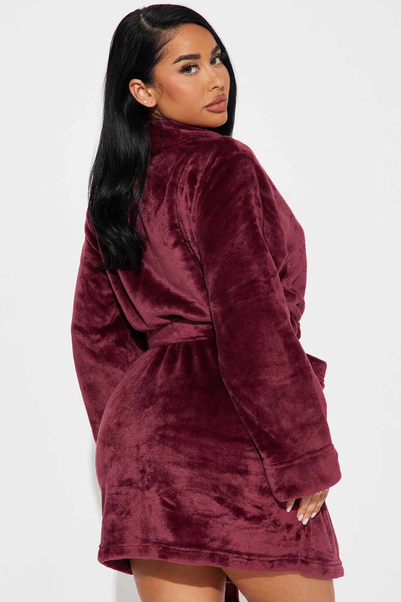 Major Relaxation Plush PJ Robe - Burgundy sold by Fashion Nova product image thumbnail 3