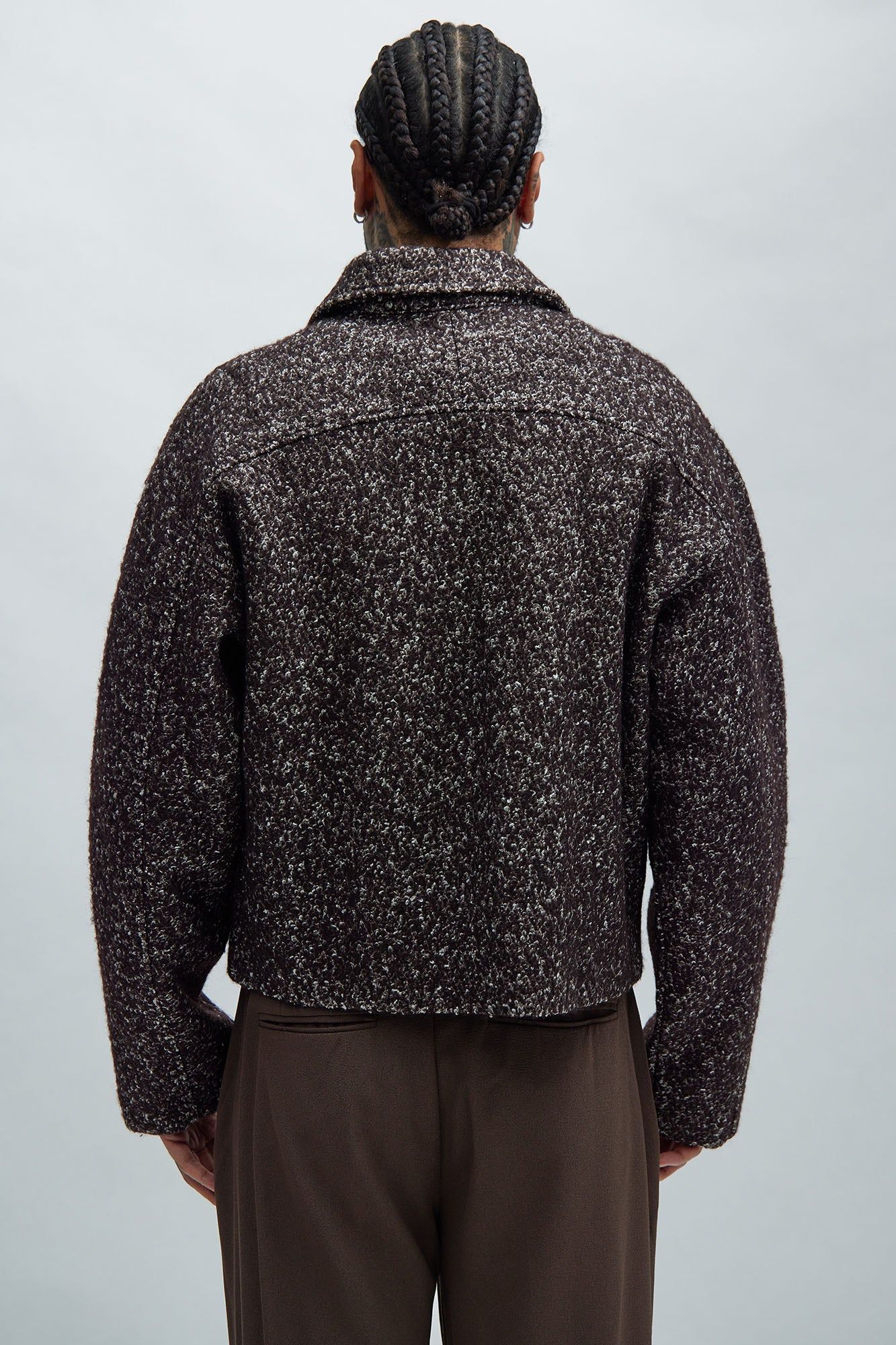 Clarkson Textured Cropped Jacket - Brown/combo sold by Fashion Nova product image thumbnail 4