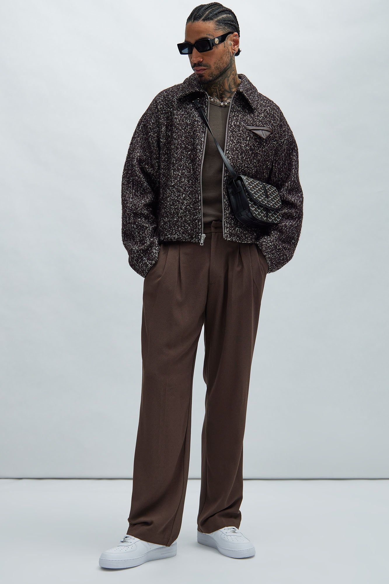 Clarkson Textured Cropped Jacket - Brown/combo sold by Fashion Nova product image thumbnail 2