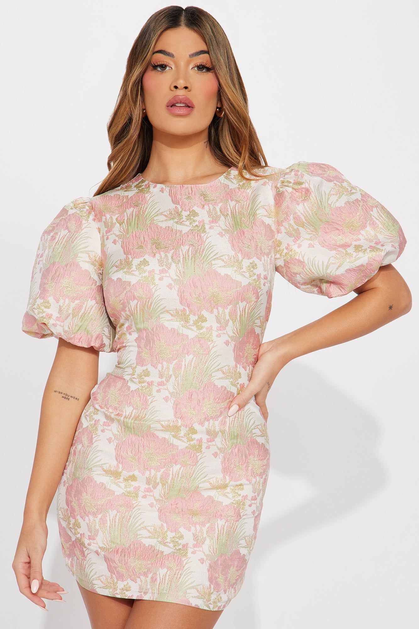Cherry Blossom Jacquard Mini Dress - Pink sold by Fashion Nova product image thumbnail 2