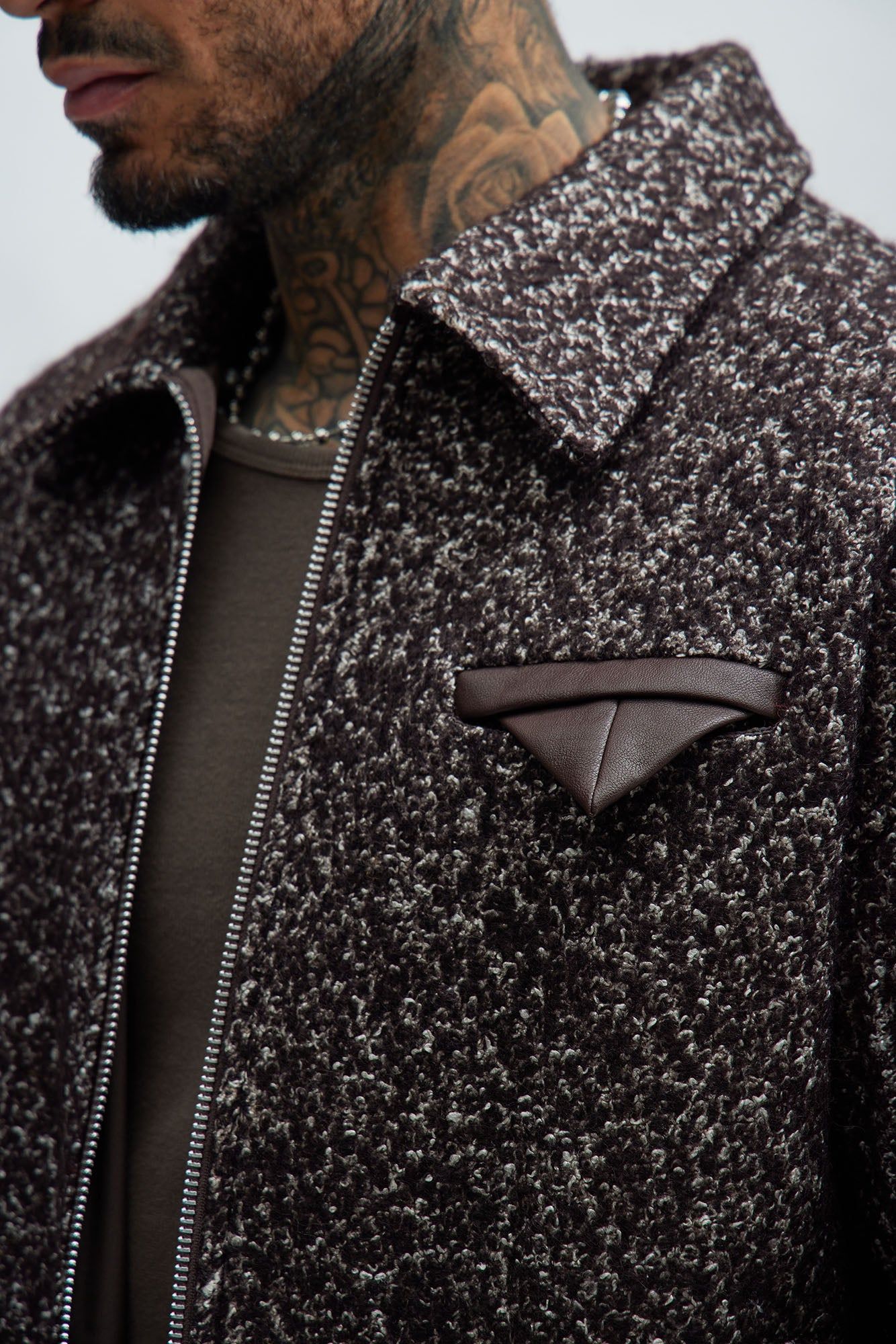 Clarkson Textured Cropped Jacket - Brown/combo sold by Fashion Nova product image thumbnail 3