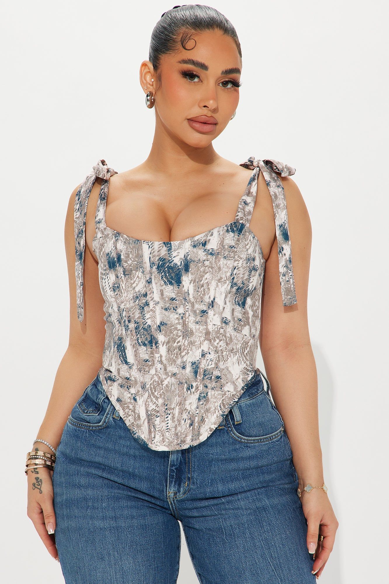Exotic Love Corset Top - Brown/combo sold by Fashion Nova