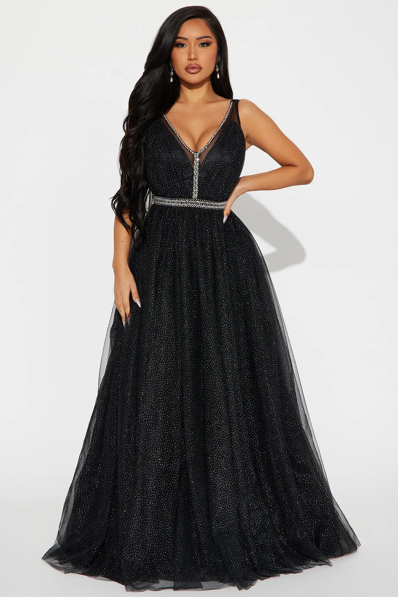 Polly Embellished Tulle Gown - Black sold by Fashion Nova