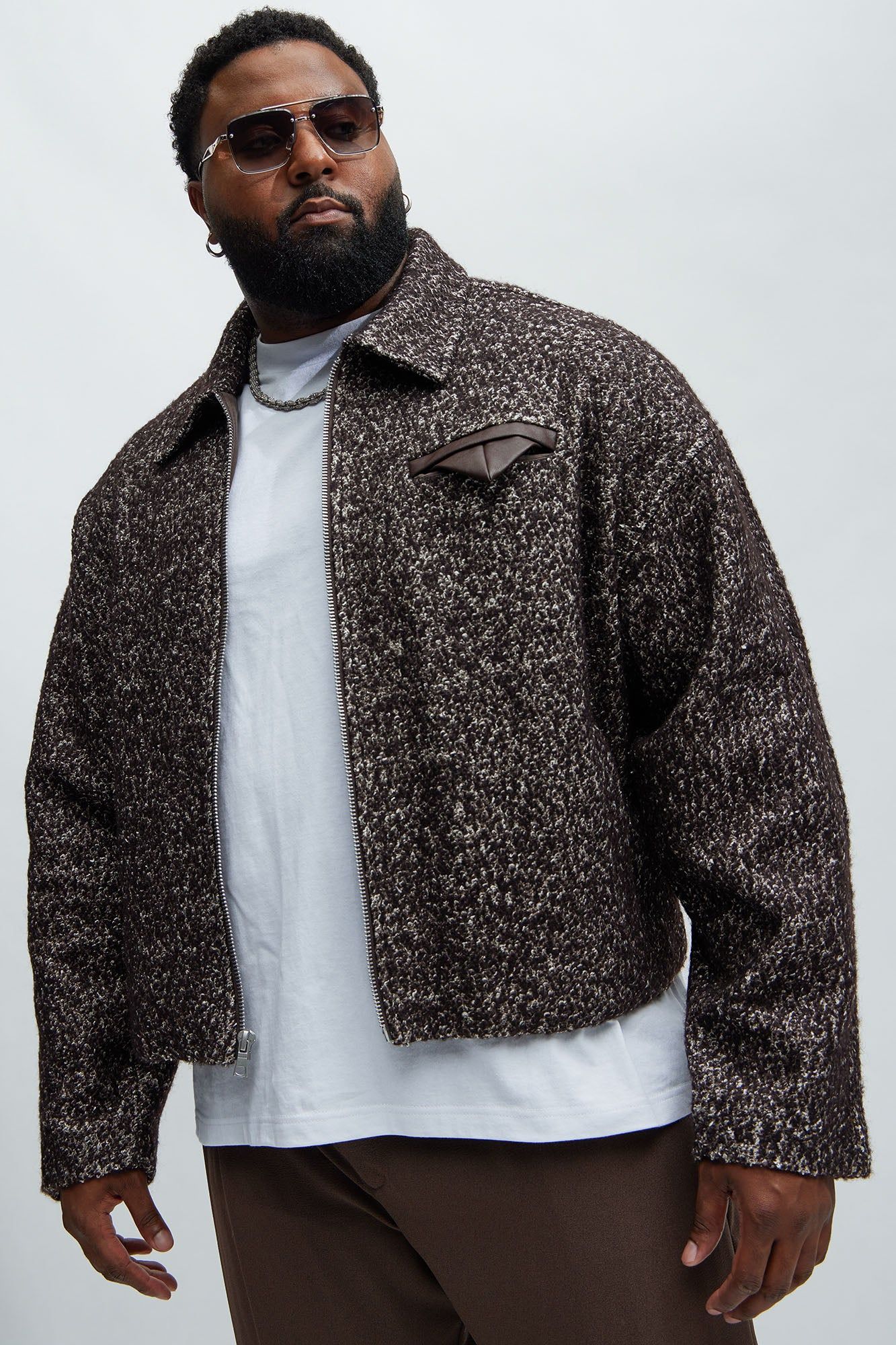 Clarkson Textured Cropped Jacket - Brown/combo sold by Fashion Nova product image thumbnail 5