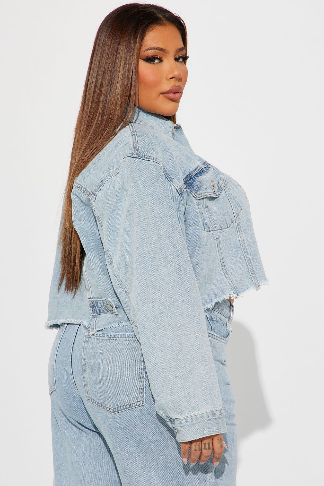 Fly By Night Denim Trucker Jacket - Light Wash sold by Fashion Nova product image thumbnail 6