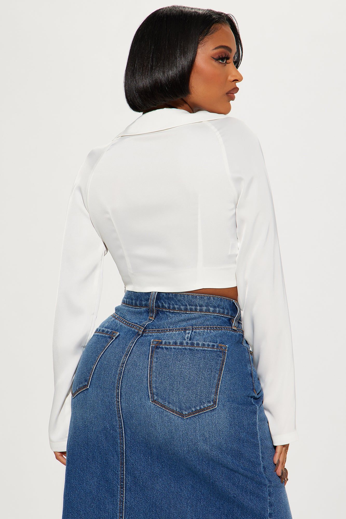 Park Picnic Satin Blouse Top - White sold by Fashion Nova product image thumbnail 4