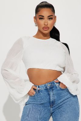Out For Brunch Blouse Top - White sold by Fashion Nova