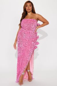Emily Sequin Bow Gown - Pink sold by Fashion Nova