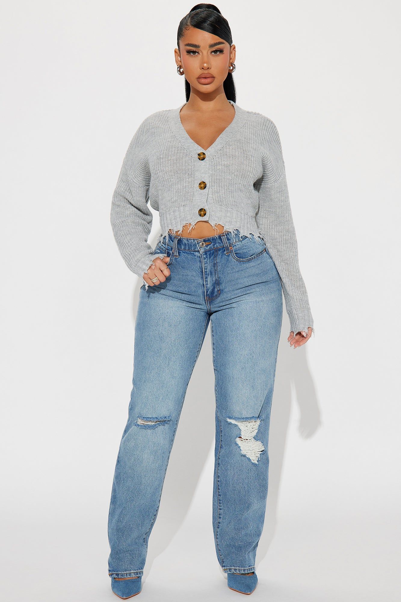 Stayin' With Trends Cropped Cardigan - Heather Grey sold by Fashion Nova product image thumbnail 2