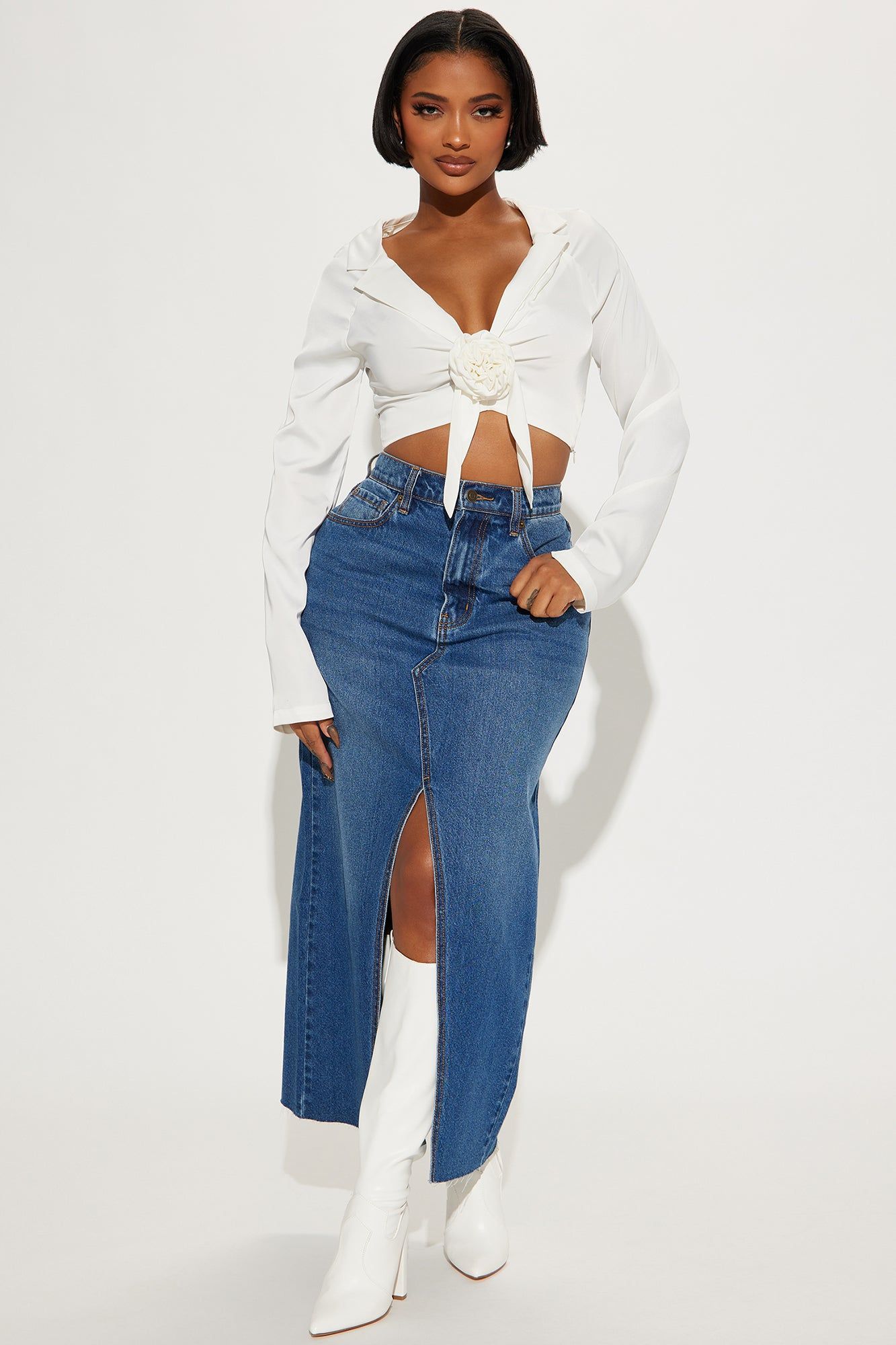 Park Picnic Satin Blouse Top - White sold by Fashion Nova product image thumbnail 2